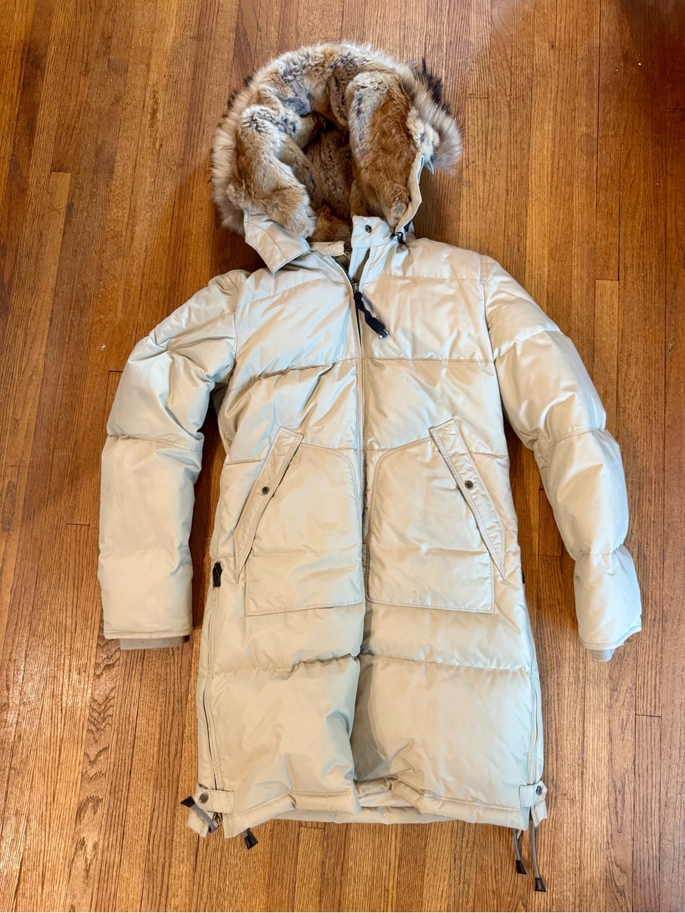 Parajumpers Long Bear Down Puffer Coat with Fur-Trim Hood